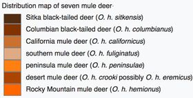 key for mule deer range map